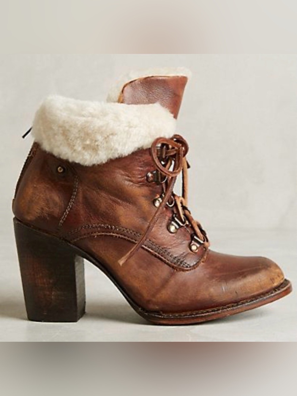Freebird by Steven Swiss Shearling Fur Lined Leather Boots Women’s 8 Distressed